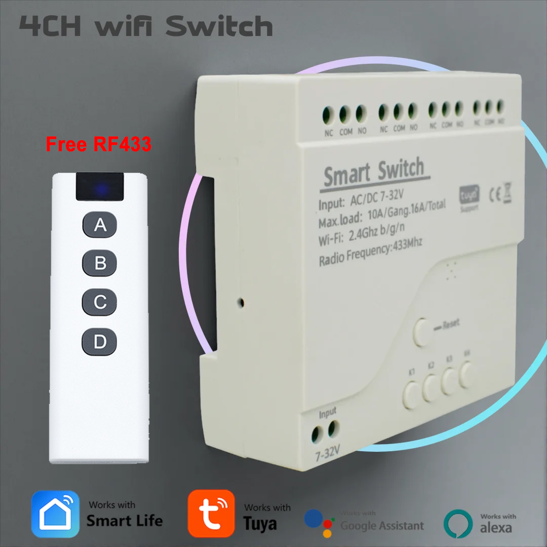 Interruptor Inteligente WiFi d - Tuya 4 Channel reseña y precio